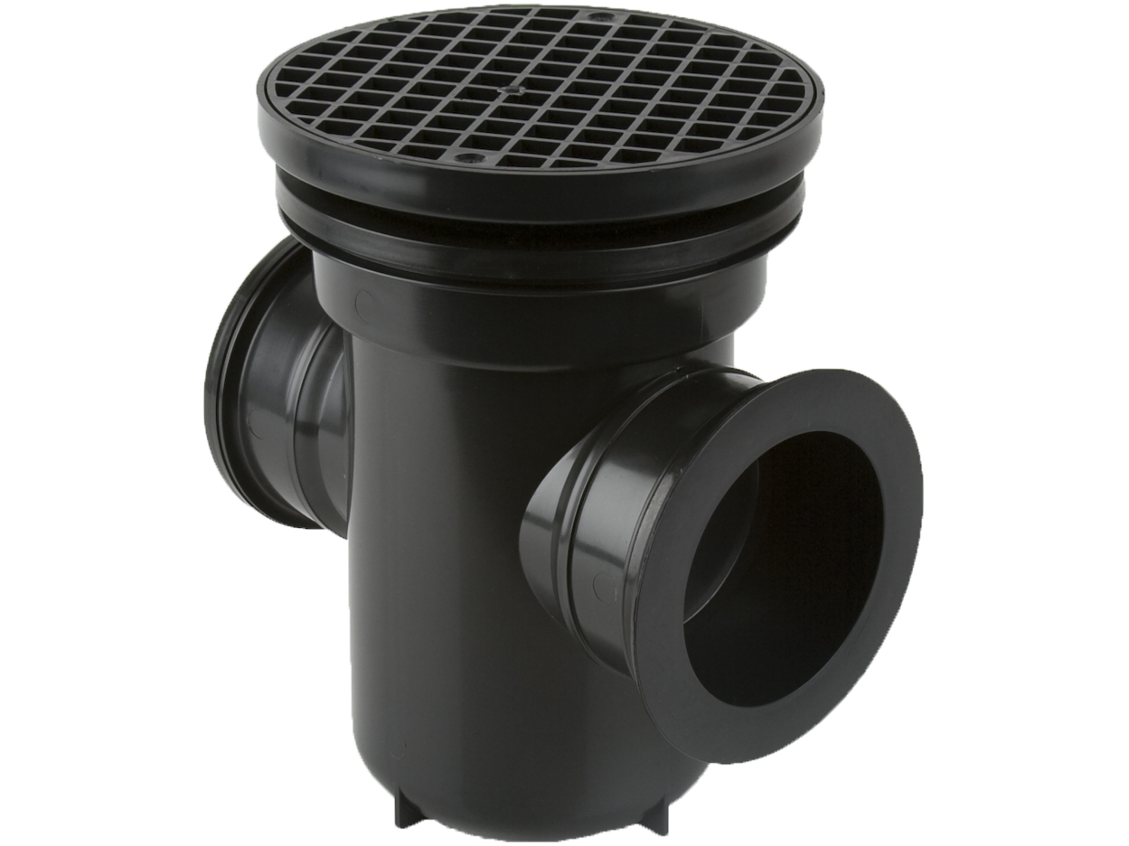 B1001 – Back Inlet Roddable Gully 90° Outlet Round Grid
