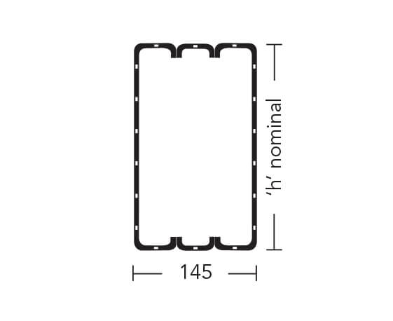 HDBOX 140 (HDBOX/K 150) – Heavy Duty Galv Steel Box Lintel (suitable for solid wall)