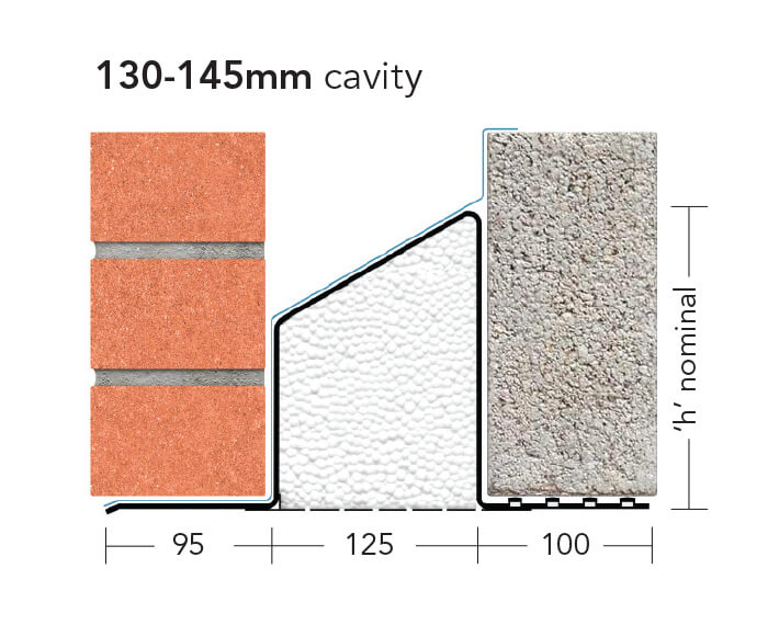 L1/HD 130 (HD/K-130) – Heavy Duty Galv Steel Cavity Lintel (suitable for 130-145MM cavity)