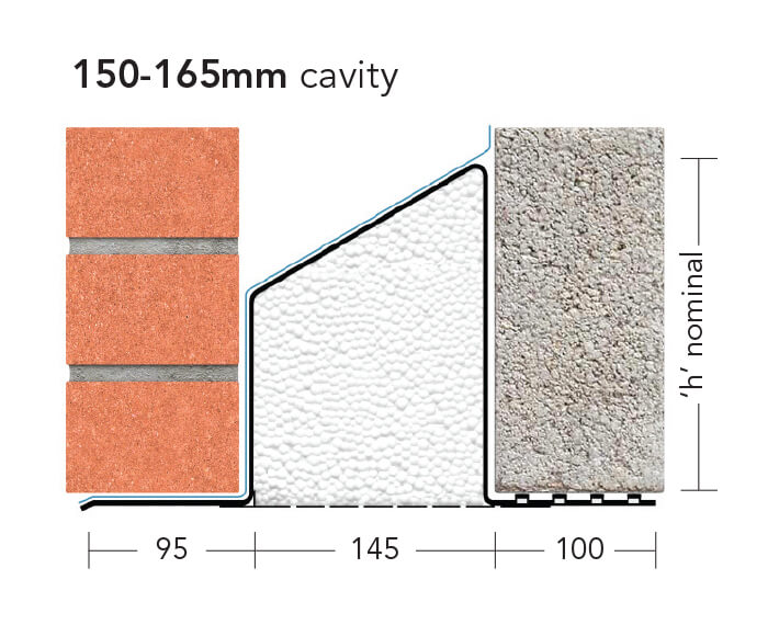 L1/XHD 150 (XHD/K-150) – Heavy Duty Galv Steel Cavity Lintel (suitable for 150-165MM cavity)