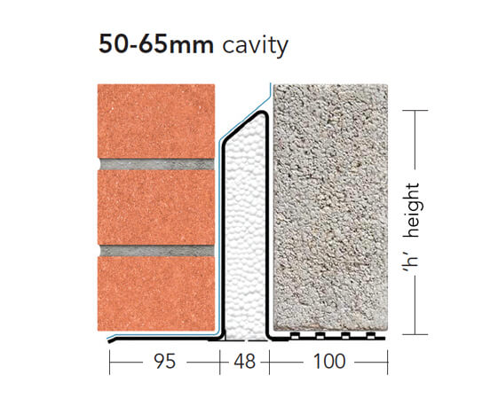 L1/XHD 50 (XHD/K-50) – Heavy Duty Galv Steel Cavity Lintel (suitable for 50-65MM cavity)