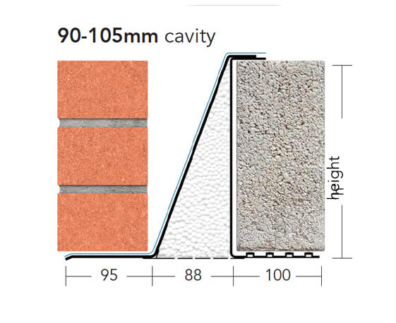 L5/100 (CFS/K-90) – Extra Heavy Duty Galv Steel Cavity Lintel (suitable for 90-105MM cavity)