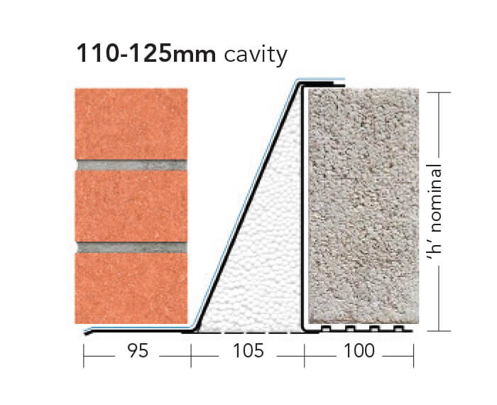 L5/110 (CFS/K-110) – Extra Heavy Duty Galv Steel Cavity Lintel (suitable for 110-125MM cavity)