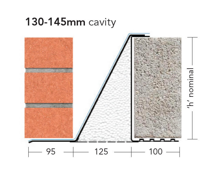 L5/130 (CFS/K-130) – Extra Heavy Duty Galv Steel Cavity Lintel (suitable for 130-145MM cavity)