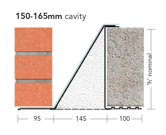 L5/150 (CFS/K-150)- Extra Heavy Duty Galv Steel Cavity Lintel (suitable for 150-165MM cavity)