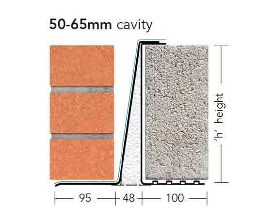 L5/50 (CFS/K-50) – Extra Heavy Duty Galv Steel Cavity Lintel (suitable for 50-65MM cavity)