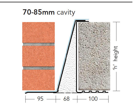 L5/75 (CFS/K-70) – Extra Heavy Duty Galv Steel Cavity Lintel (suitable for 70-85MM cavity)