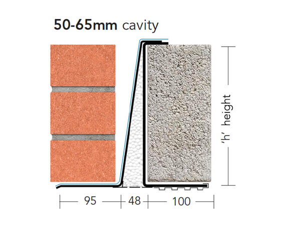 L5/XHD 50 (XCFS/K-50) – Extra Heavy Duty Galv Steel Cavity Lintel (suitable for 50-65MM cavity)