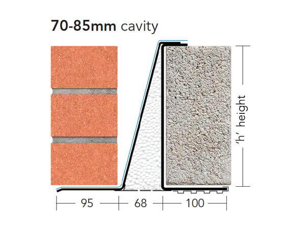L5/XHD 75 (XCFS/K-70) – Extra Heavy Duty Galv Steel Cavity Lintel (suitable for 70-85MM cavity)