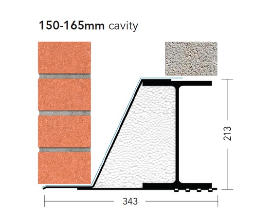 L6/150 (X/K-150) – Extreme Load Steel Cavity Lintel (suitable for 150-165MM cavity)