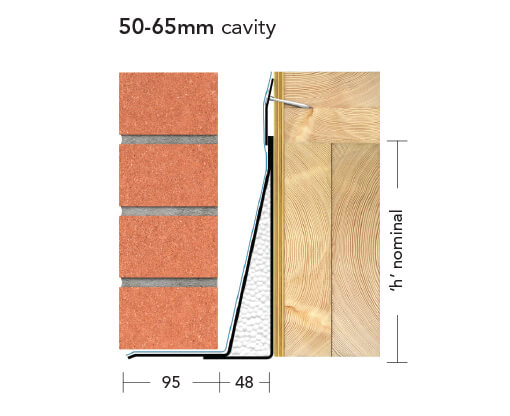 L7/XHD 50 (XHDT/K-50)- Extra Heavy Duty Galv Steel Timber Frame Lintel (suitable for 50-65MM cavity)