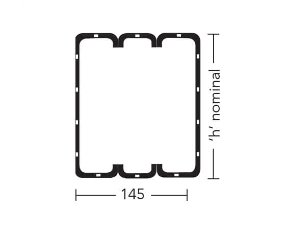 BOX 140 (BOX/K 150) – Standard Duty Galv Steel Box Lintel (suitable for solid wall)