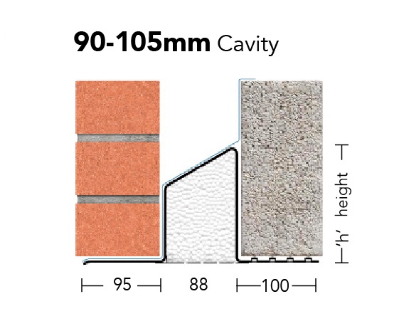 L1/S 100 (S/K-90)- Standard Duty Galv Steel Cavity Lintel (suitable for 90-105MM cavity)